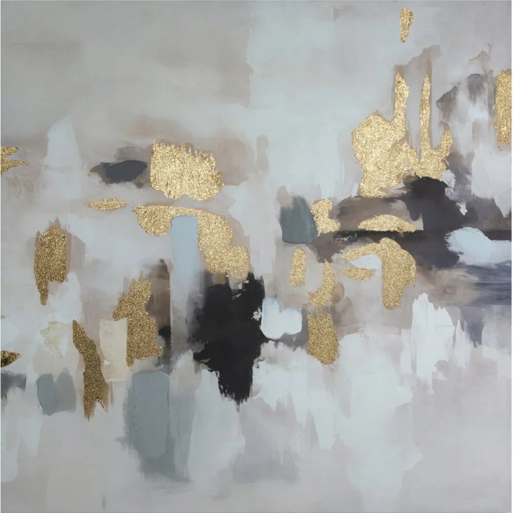 80X80X3 kézzel festett vászonkép arany díszítéssel