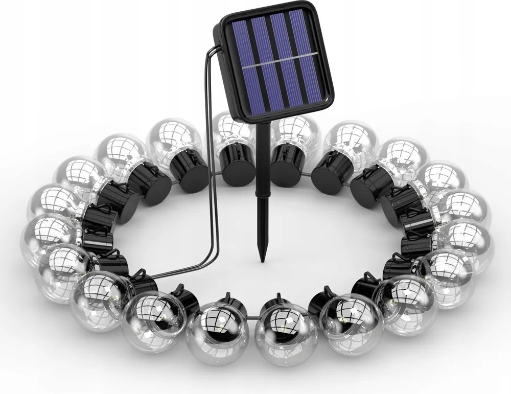 Napelemes Led girland Lámpák 6.5m 30x Led izzó