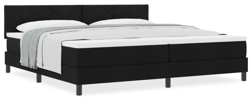 Box Spring Ágy Matraccal Fekete 200x200 cm Szövet