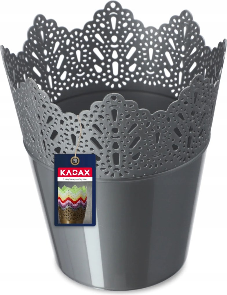 Virágtartó Fedő Magas Virágágyás Műanyag 16,5 cm Szürke