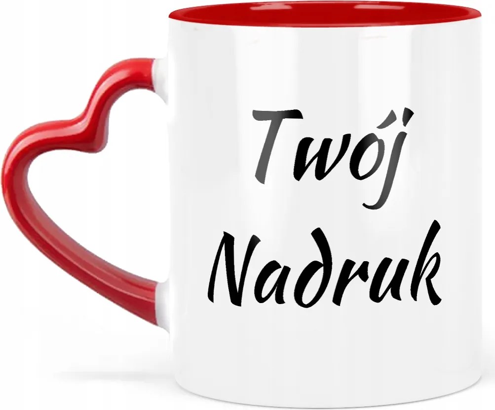 Piros szív bögre saját fényképes felirattal fotóbögre varázsló