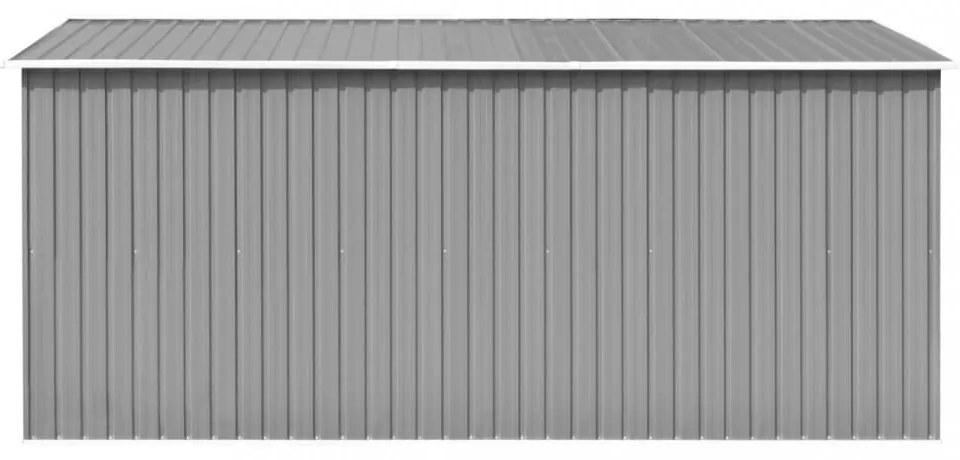 szürke fém kerti fészer 257 x 392 x 181 cm