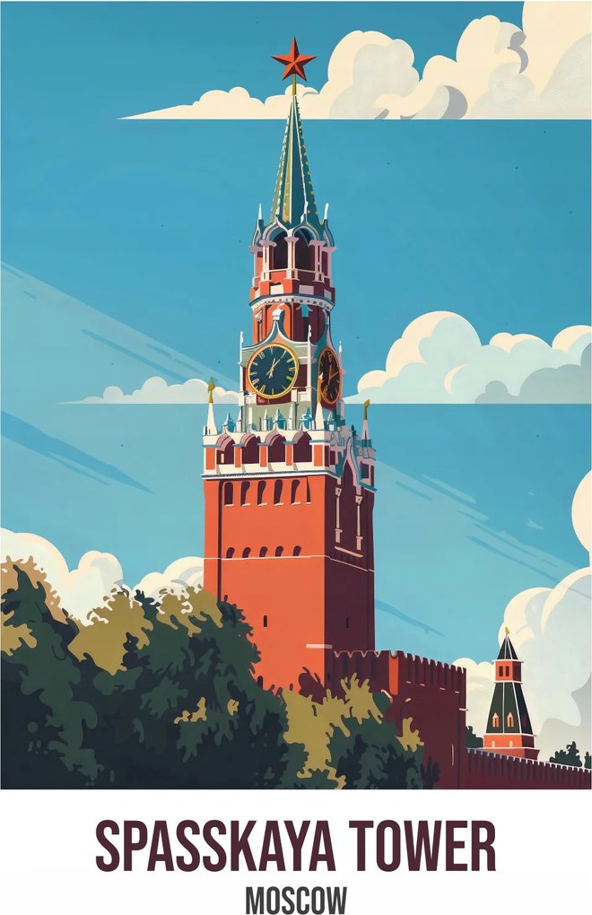 Poszter 20x30cm Spasskaya Tower, Moscow