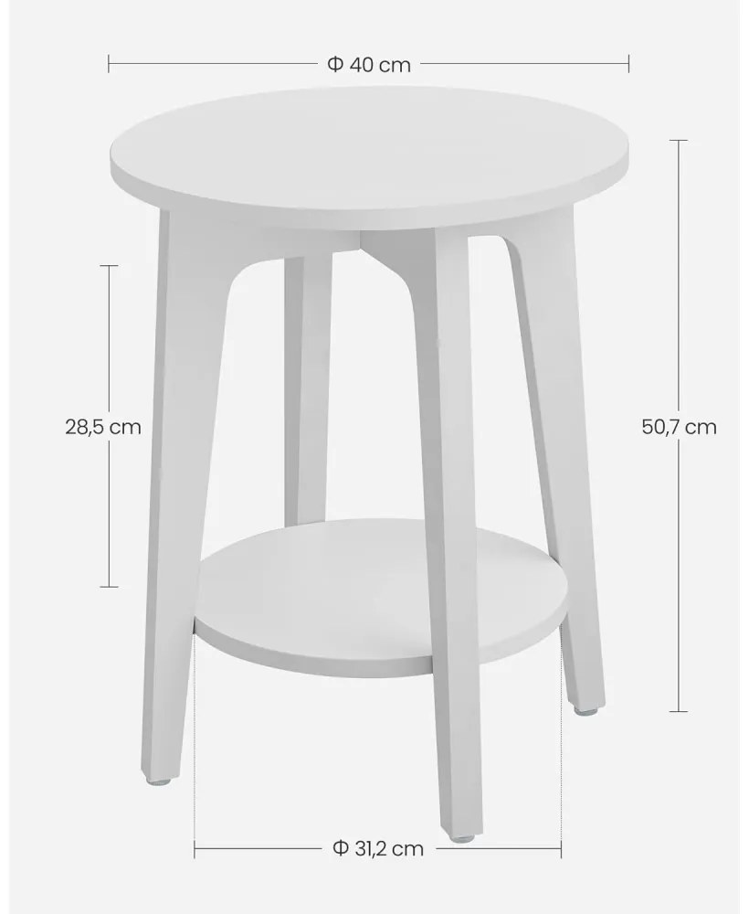 Lerakó asztal, fehér, 50 cm magas 40 cm átmérő