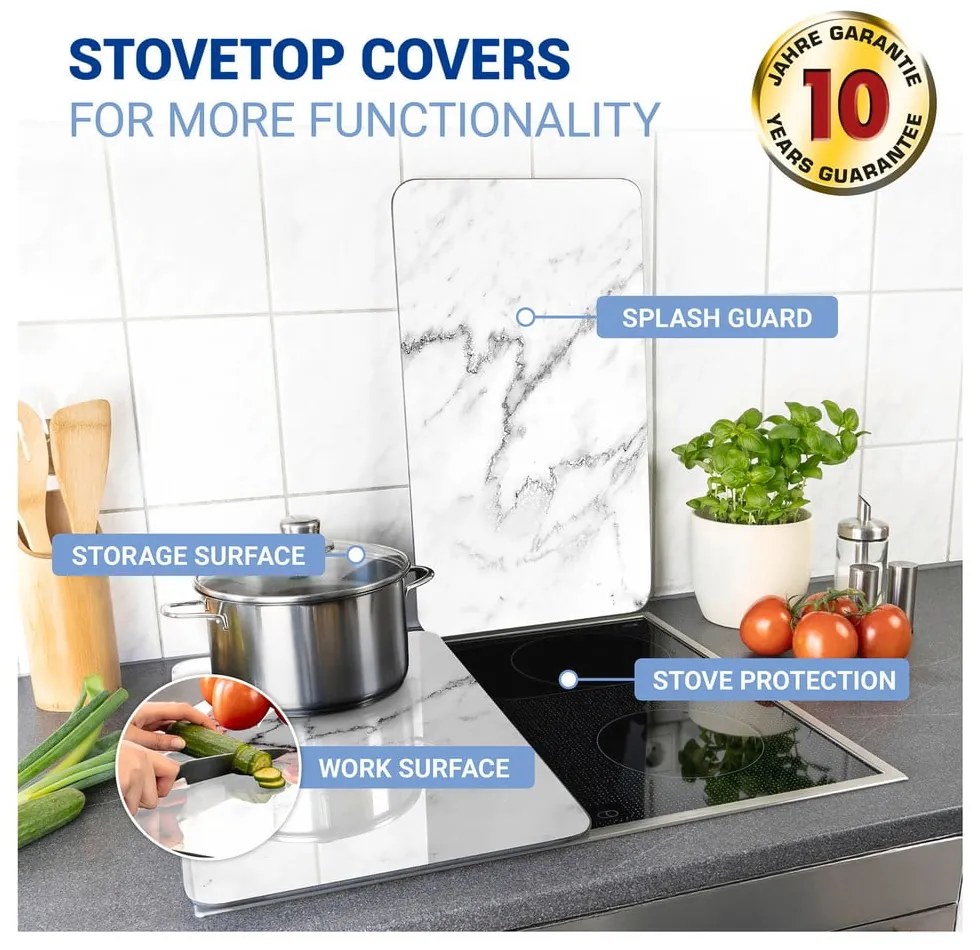 Edzett üveg tűzhely fedőlap szett 2 db-os 30x52 cm Marble – Wenko