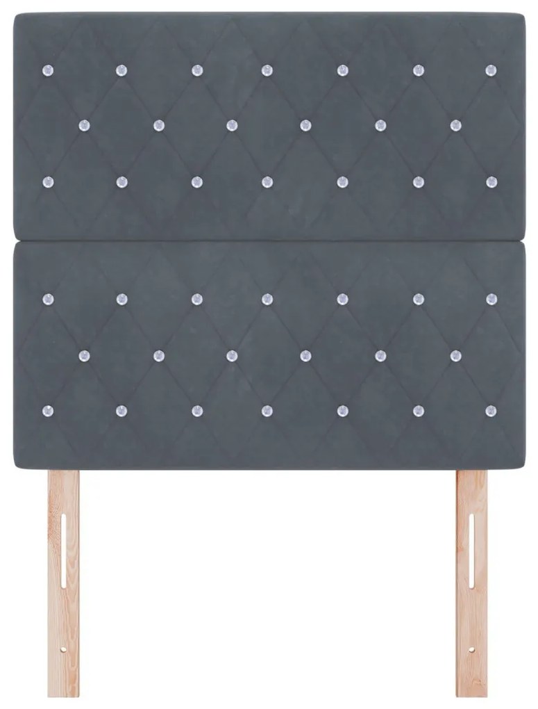 Bársony Fejtámla Argyle fejtámlával Sötétszürke 100 cm Bársony