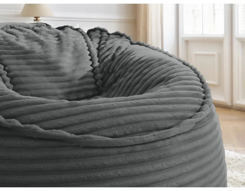 Sötétszürke kordbársony babzsákfotel Socrate – Bobochic Paris