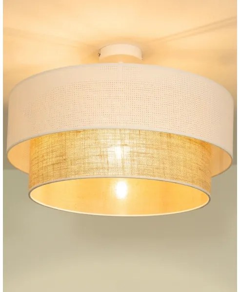 Felületre szerelt BORHO csillár 1xE27/60W/230V fehér/juta