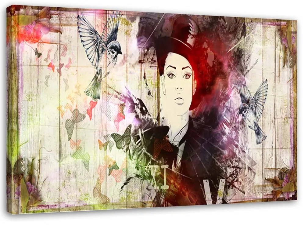 Gario Vászonkép Lány kalapban Méret: 100 x 70 cm