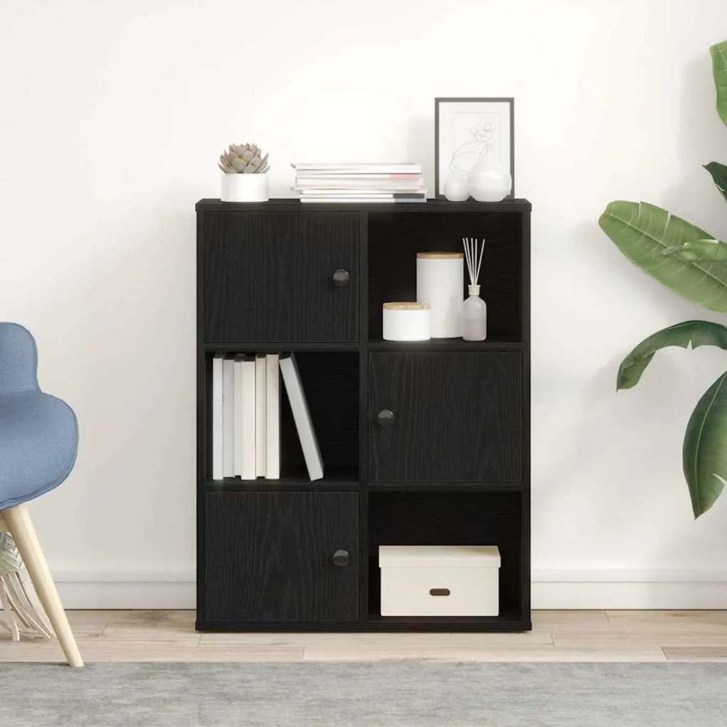 Könyvespolc fekete tölgy 60x24x76,5 cm Gépesített fa