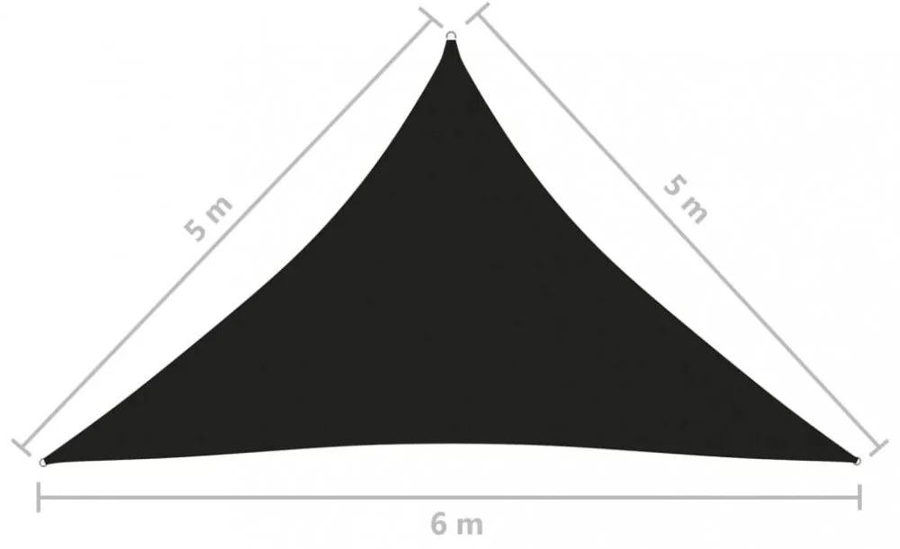 fekete háromszögű oxford-szövet napvitorla 5 x 5 x 6 m