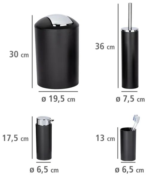 WENKO 24078800 - CALVO készlet 6,5x13 cm fekete/fényes króm