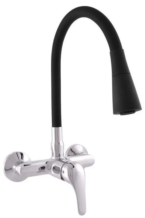 RAV Slezák SA002.5/13 - SAZAVA mosogató csaptelep, 32,3 cm, fekete/fényes króm