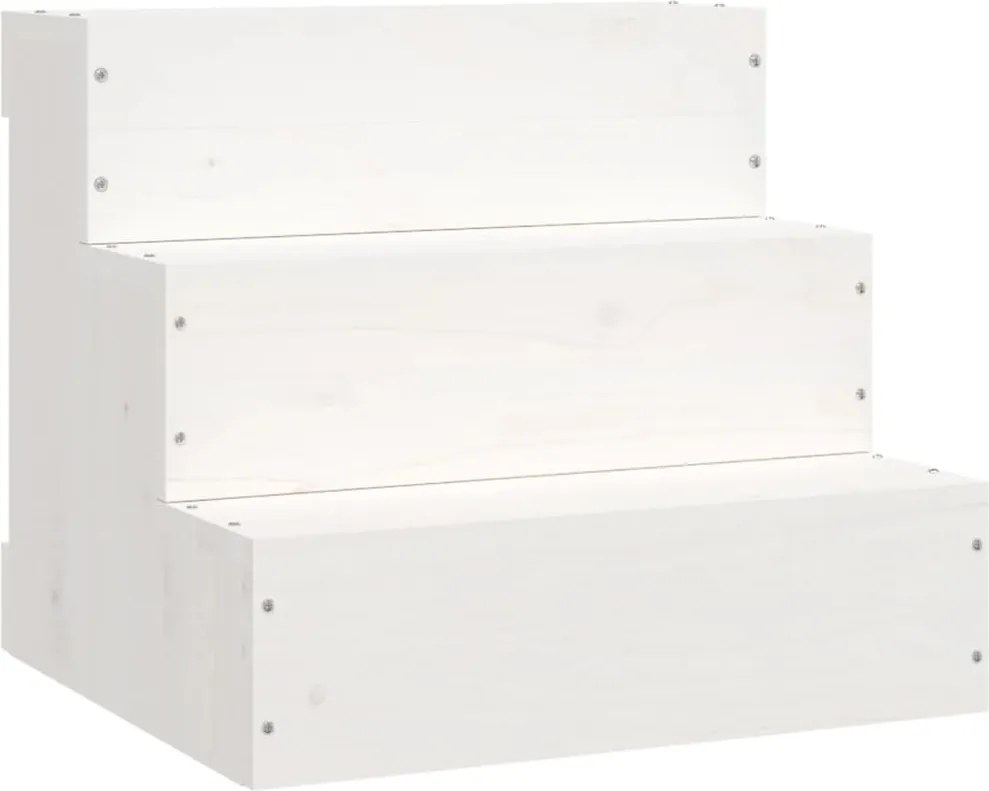 vidaXL tömör fenyőfa kisállat lépcső fehér 40 x 37,5 x 35 cm