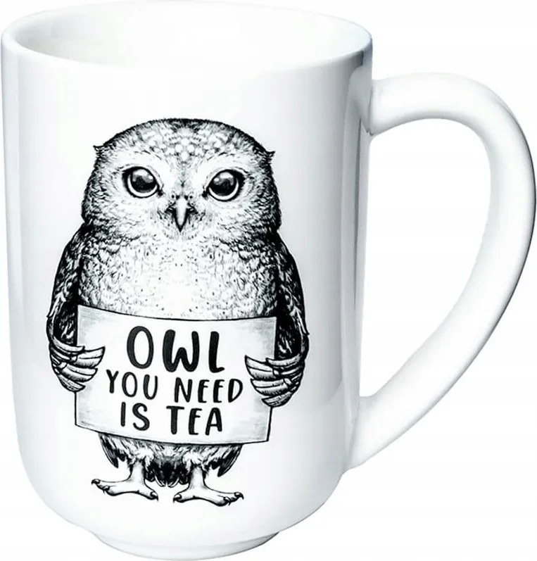 Elegáns fehér porcelán bögre bagoly 400ml ajándék neki nagynéni lányának