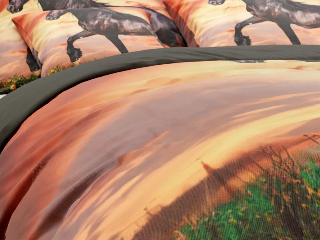 3D mikroszálas ágyneműhuzat LÓ barna Ágyneműhuzat mérete: 70 x 90 cm | 140 x 200 cm