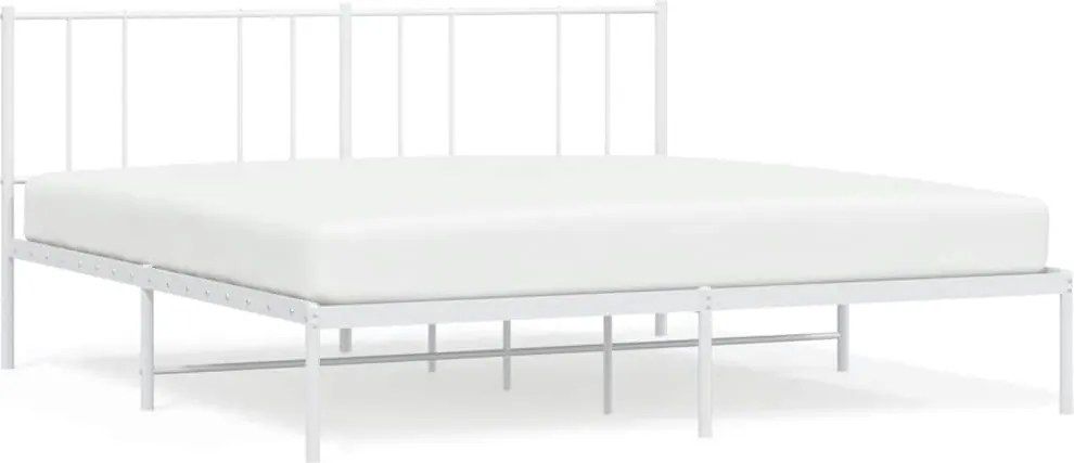 vidaXL fehér fém ágykeret fejtámlával 200 x 200 cm