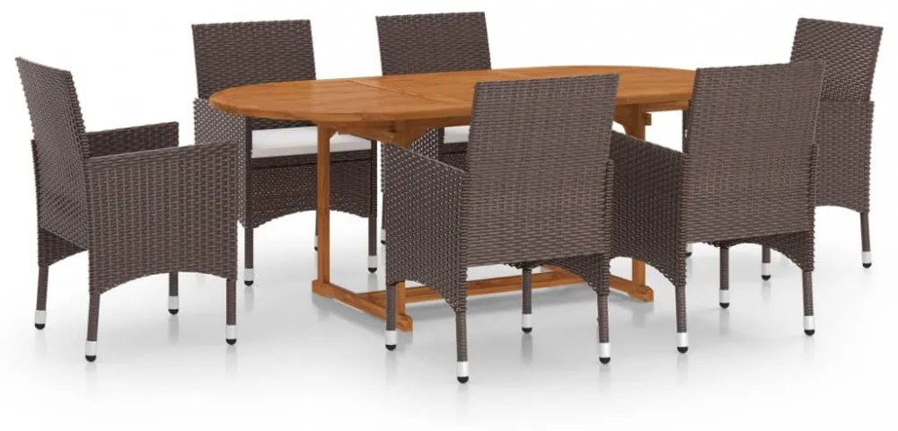 7 részes barna polyrattan kerti étkezőgarnitúra