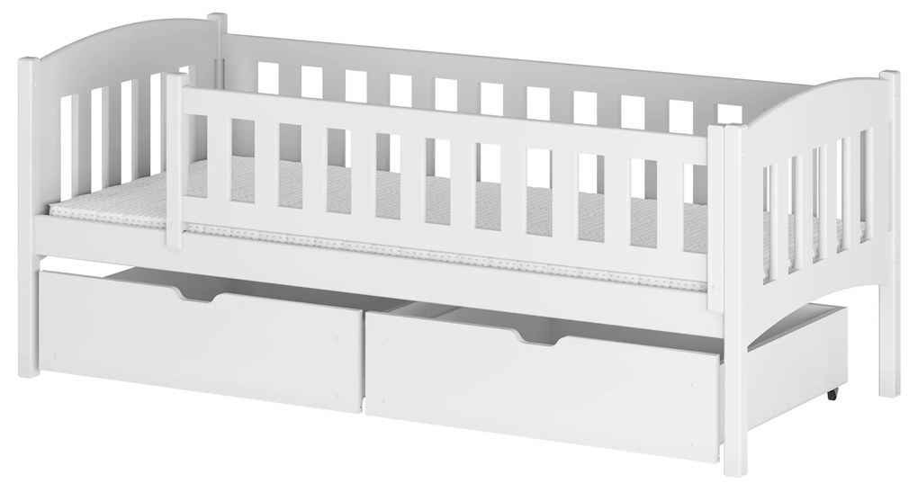 Gyerekágy 90 cm Gussie (ágyráccsal és tárolóhellyel) (fehér). 1012917