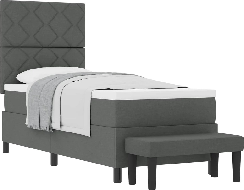 vidaXL Boxrugós ágy matracmal Sötétszürke 80 x 200 cm szövet