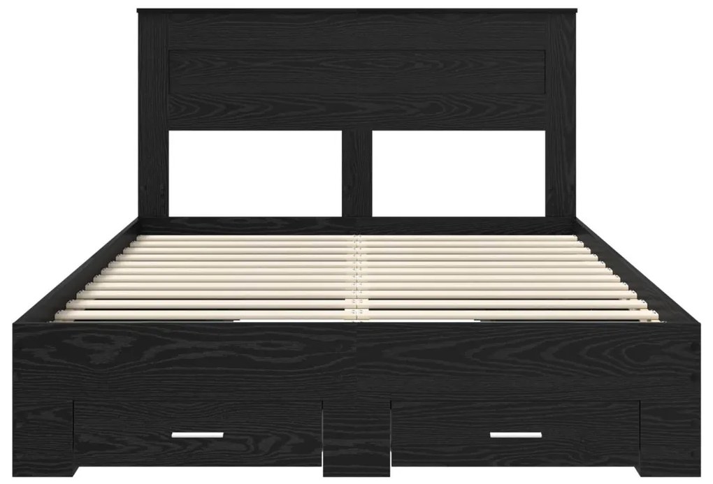vidaXL Ágykeret fejtámlával fiókkal Fekete tölgy 140 x 190 cm Faanyag