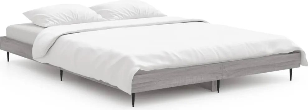 vidaXL sonoma tölgyszínű szerelt fa ágykeret 135 x 190 cm