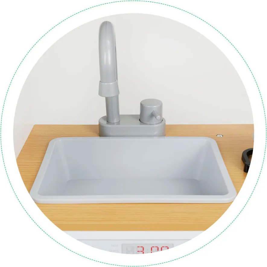 Fa gyerekkonyha fényekkel edényekkel