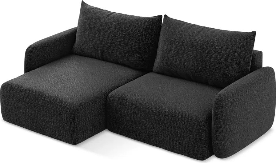 Fekete kinyitható-tárolóhelyes sarokkanapé (bal oldali) Kalena – Makamii