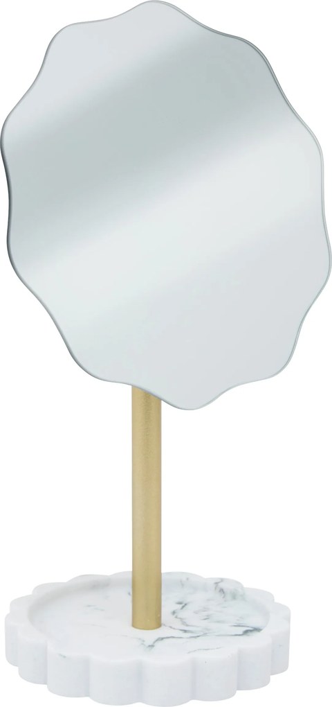 Polyresin Kozmetikai Tükör Ékszertartó Tálcával Ø 12,2 CM