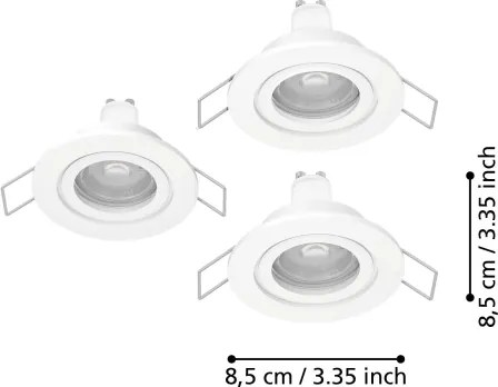 Eglo 902235 -SZETT 3xLED fürdőszobai beépíthető mennyezeti lámpa BARRANCO 1xGU10/4,5W/230V IP44 fehér
