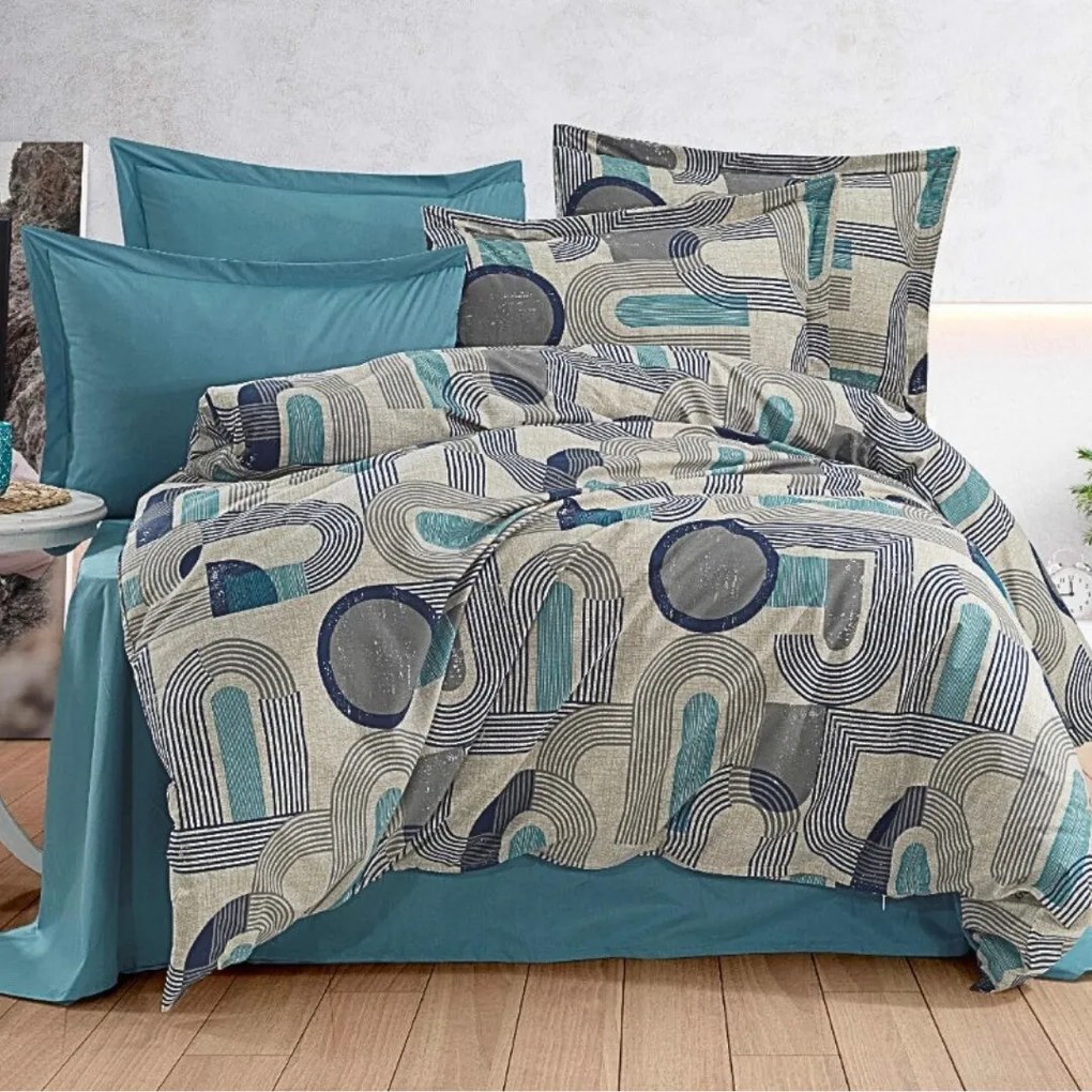 Nathalia kék pamut ágyneműhuzat 200x140cm+90x70cm TiaHome