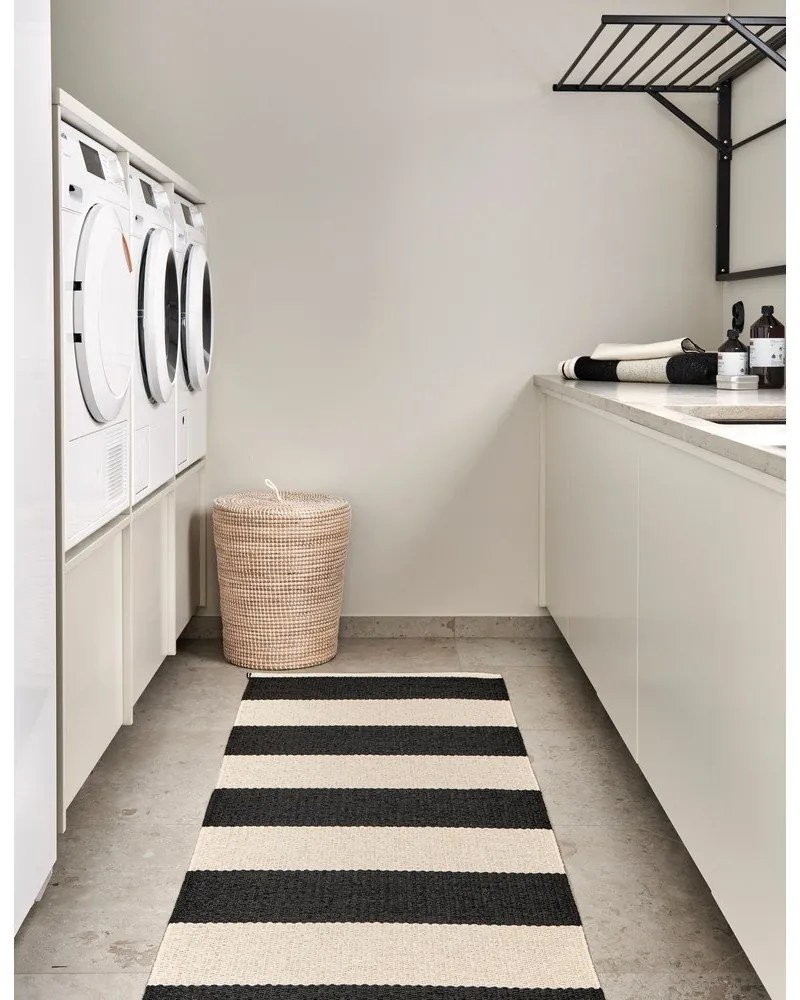 Fekete-fehér kültéri-beltéri szőnyeg 140x180 cm Bob Black Vanilla – Pappelina