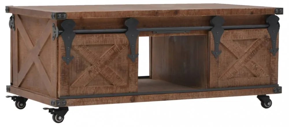 barna tömör fenyő dohányzóasztal 91 x 51 x 38 cm