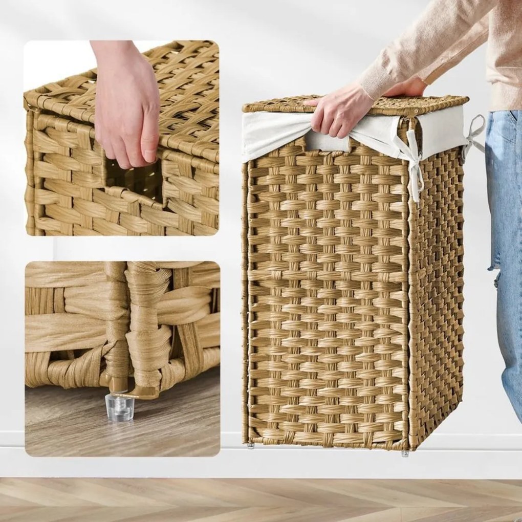 AVA műrattan ruháskosár, 90l, természetes barna SongmicsHome