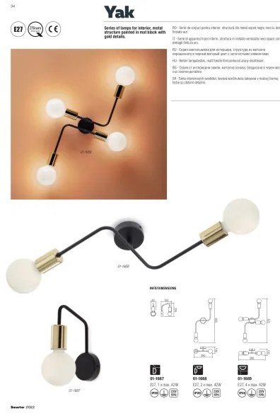 Redo 01-1668 - Mennyezeti lámpa YAK 2xE27/42W/230V