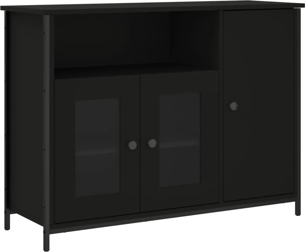 vidaXL fekete szerelt fa tálalószekrény 100 x 35 x 75 cm