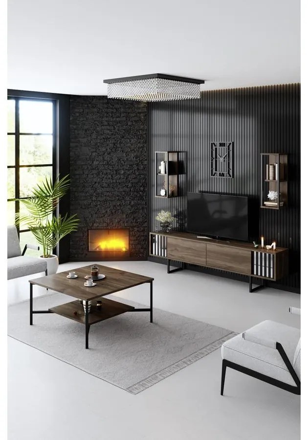 Dohányzóasztal Black Line - Walnut, Black