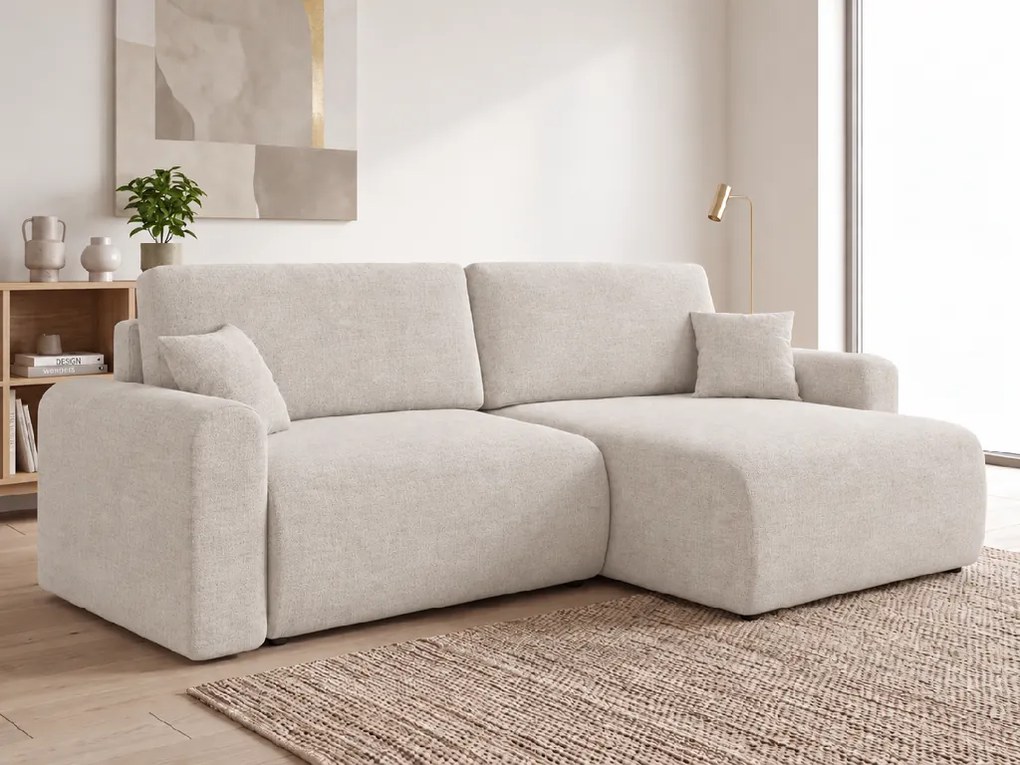 Kihúzható kétoldalas L-alakú kanapé NORDEN PAROS 250x140 cm, krémszínű