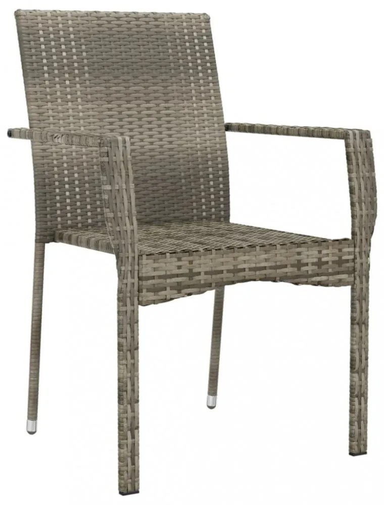 4 db szürke polyrattan kerti szék párnával