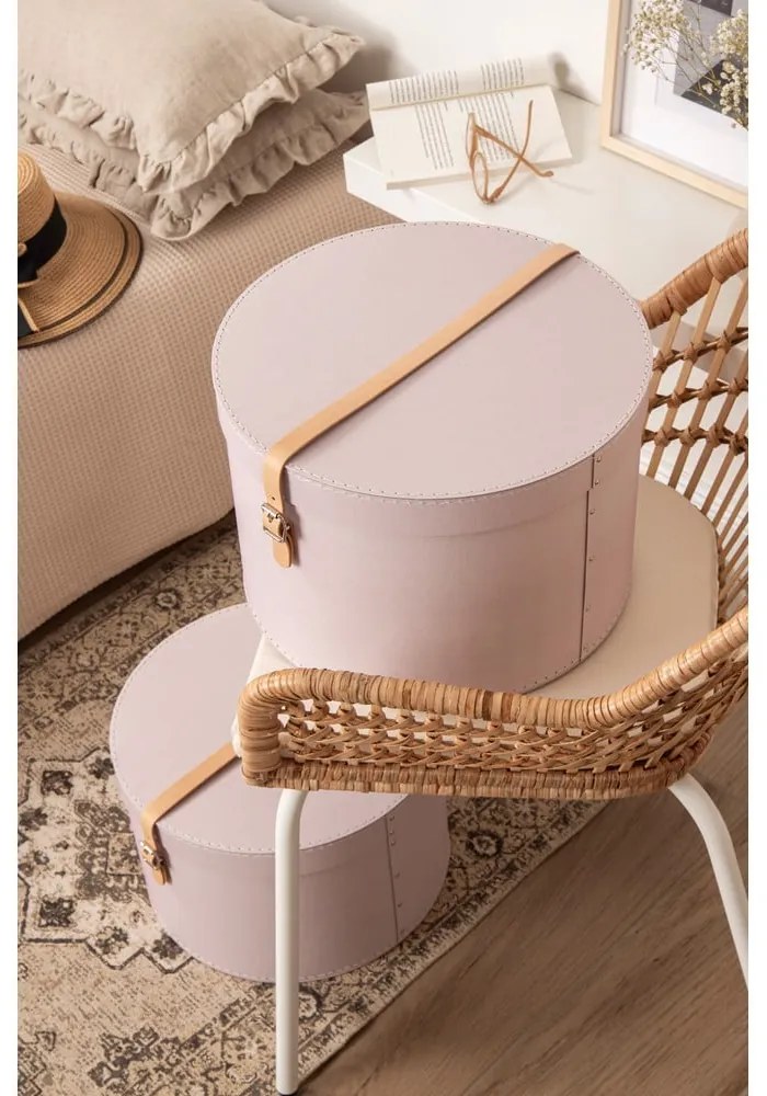 Világos rózsaszín fedeles karton tárolódoboz szett 2 db-os ø 37,5x25 cm Rut Restore Paper Laminate – Bigso