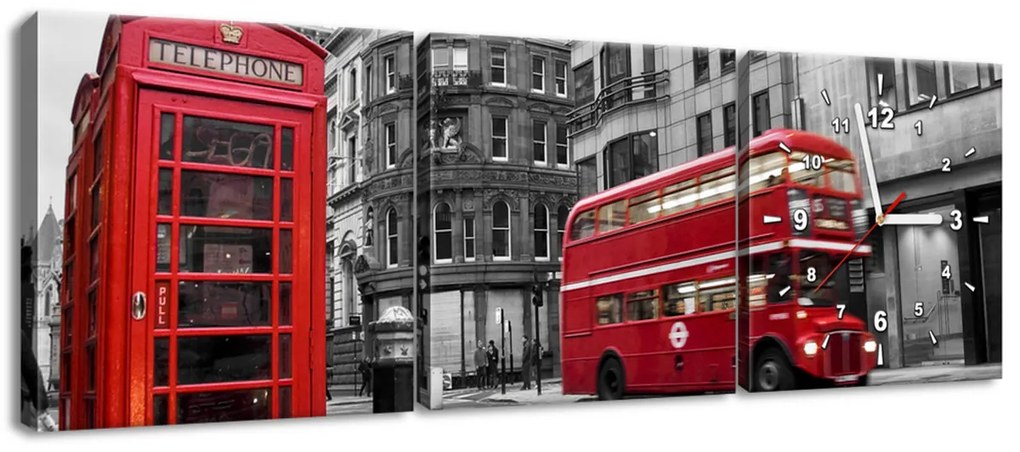 Gario Órás falikép Telefonfülke Londonban UK - 3 részes Méret: 80 x 40 cm