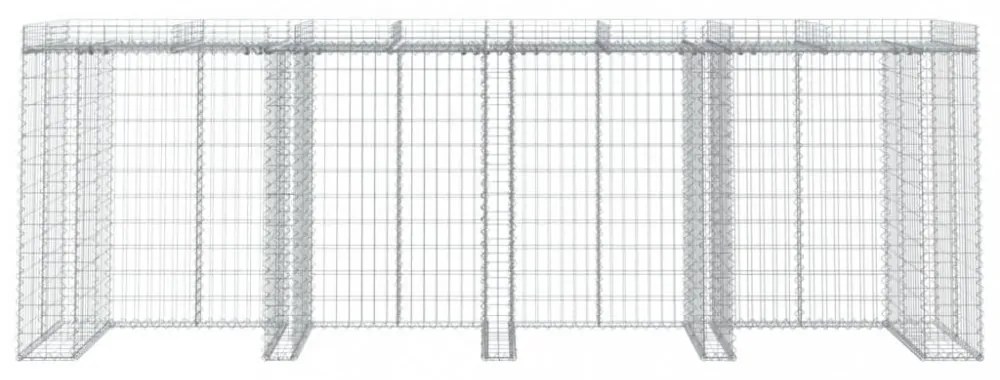 horganyzott vas gabionkosár szemeteskukához 350 x 91 x 120 cm