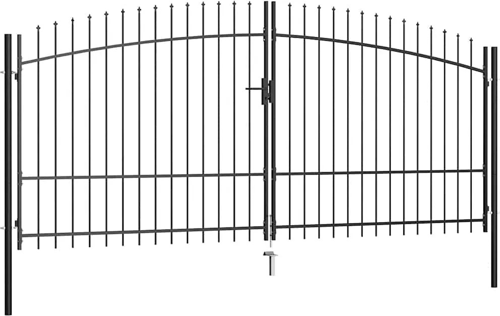 vidaXL kétajtós lándzsahegytetejű kerítéskapu 400 x 225 cm