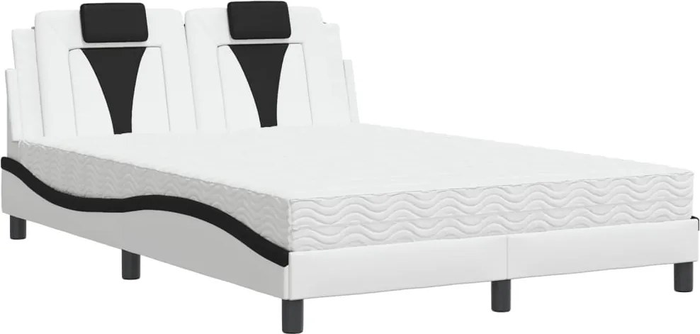 vidaXL fehér és fekete műbőr ágy Viana matraccal 140 x 190 cm