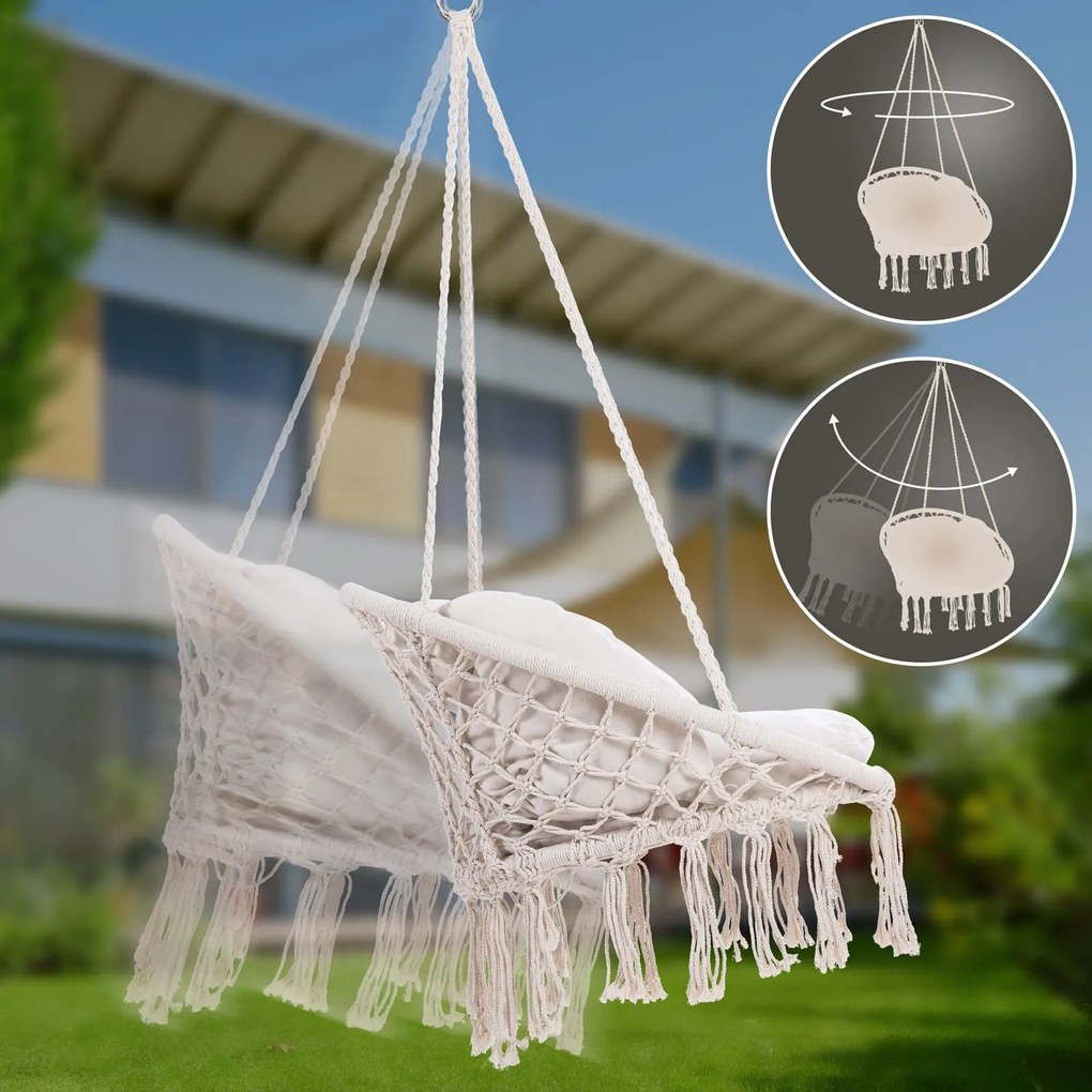 Jurhan BOHO függőszék párnával, Ø61cm, bézs