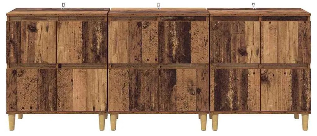 Oldalszekrények 3 pcs Öreg fa 60 x 35 x 70 cm Faanyag