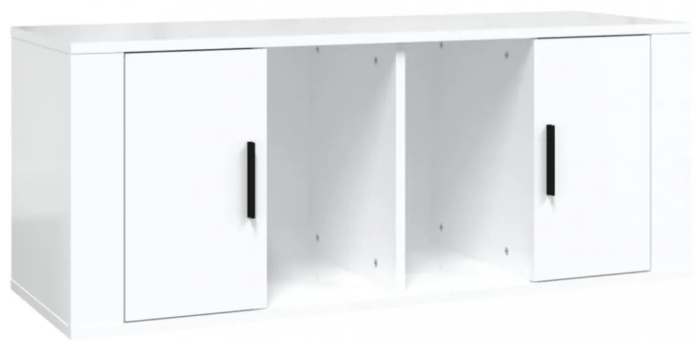 fehér magasfényű szerelt fa TV-szekrény 100x35x40 cm
