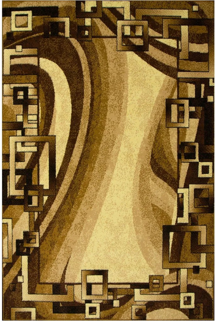 Hálószoba Nappali Szőnyeg Barna Bézs Geometrikus Fekete Gold 200x300 cm