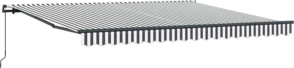 Antracitszürke és fehér kézzel kihúzható napellenző 400 x 300cm