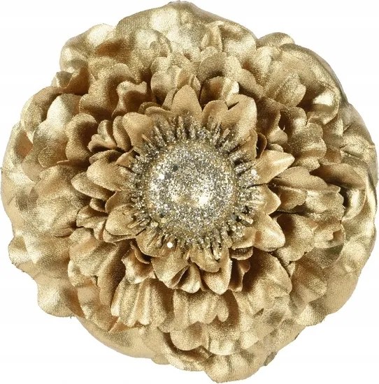 Virág a karácsonyfára Arany ón 10 cm csillámos karácsonyi dekoráció